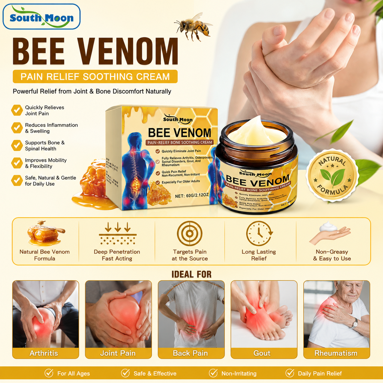South Moon - Bee Venom Pain Relief Soothing Cream